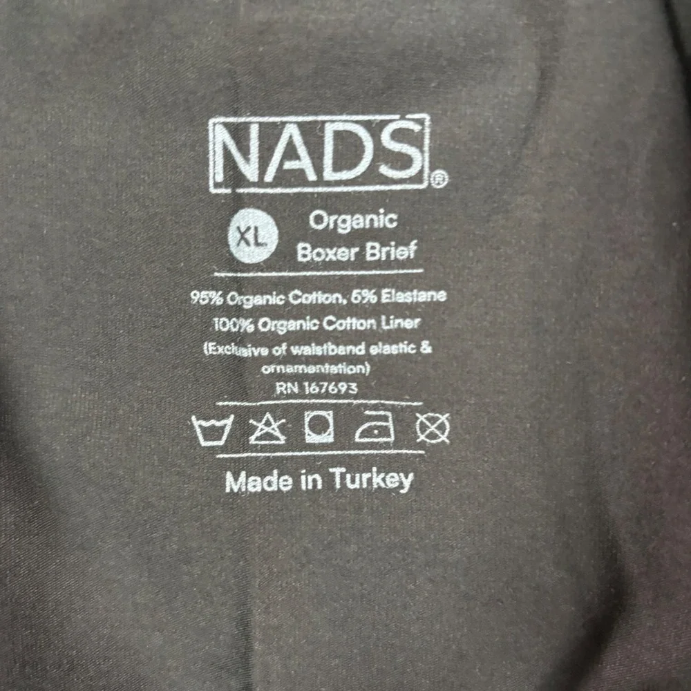 NADS Organic Boxer Briefs Mens XL Black Cotton Stretch Underwear XL RN 167693